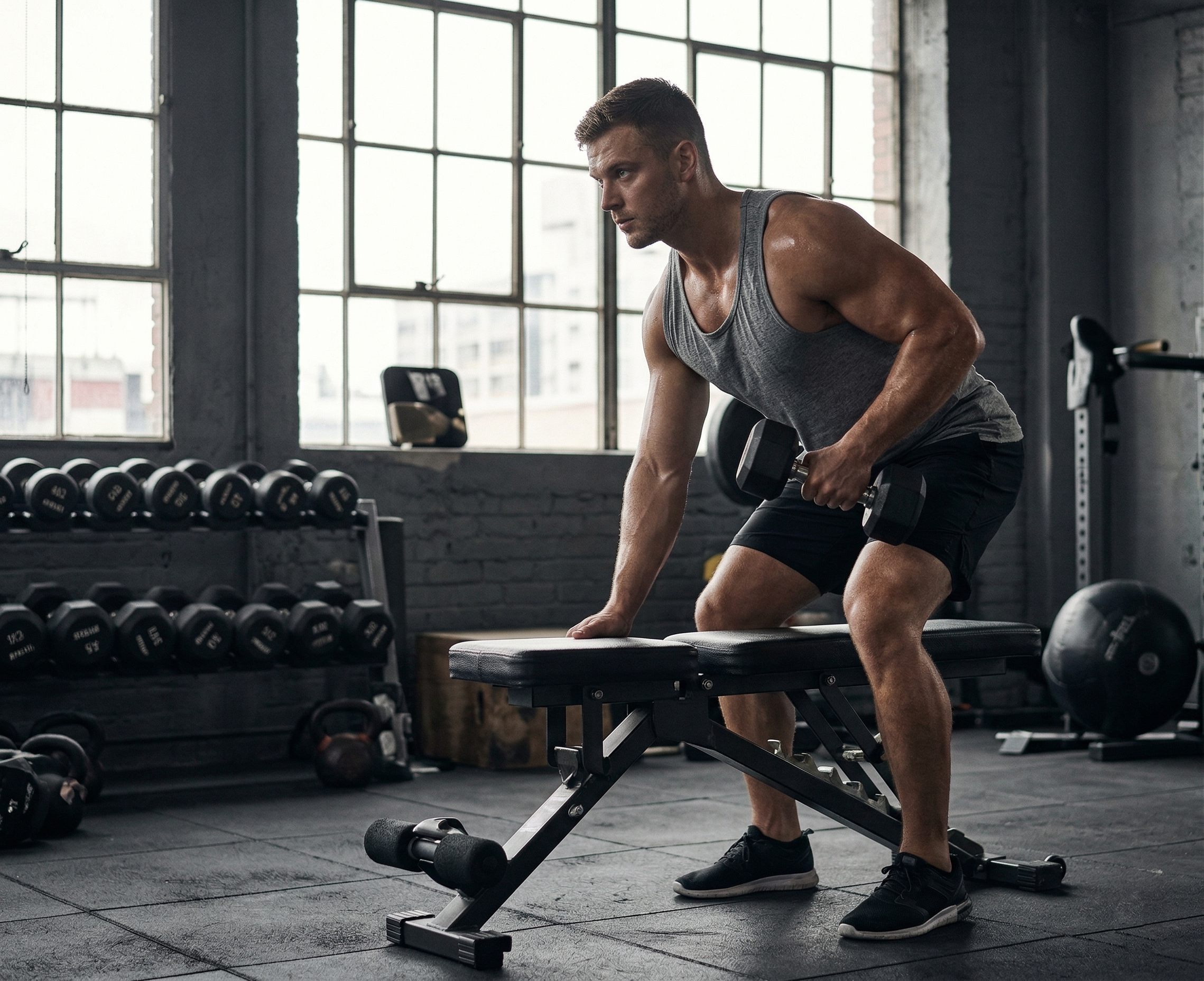 Man exercising in gym