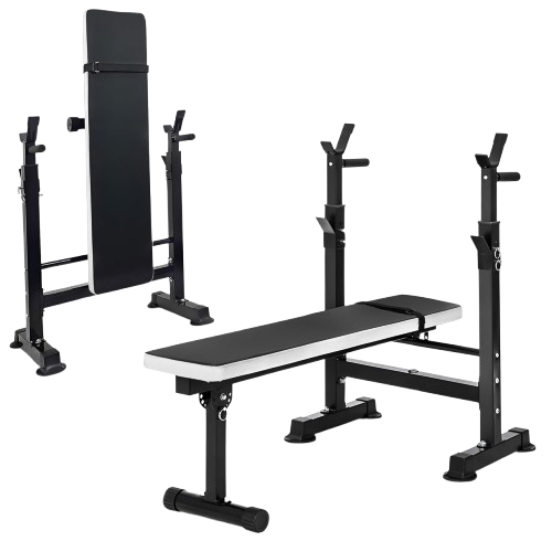 Steel Weight Bench w/ Squat Rack in Multiple Colors